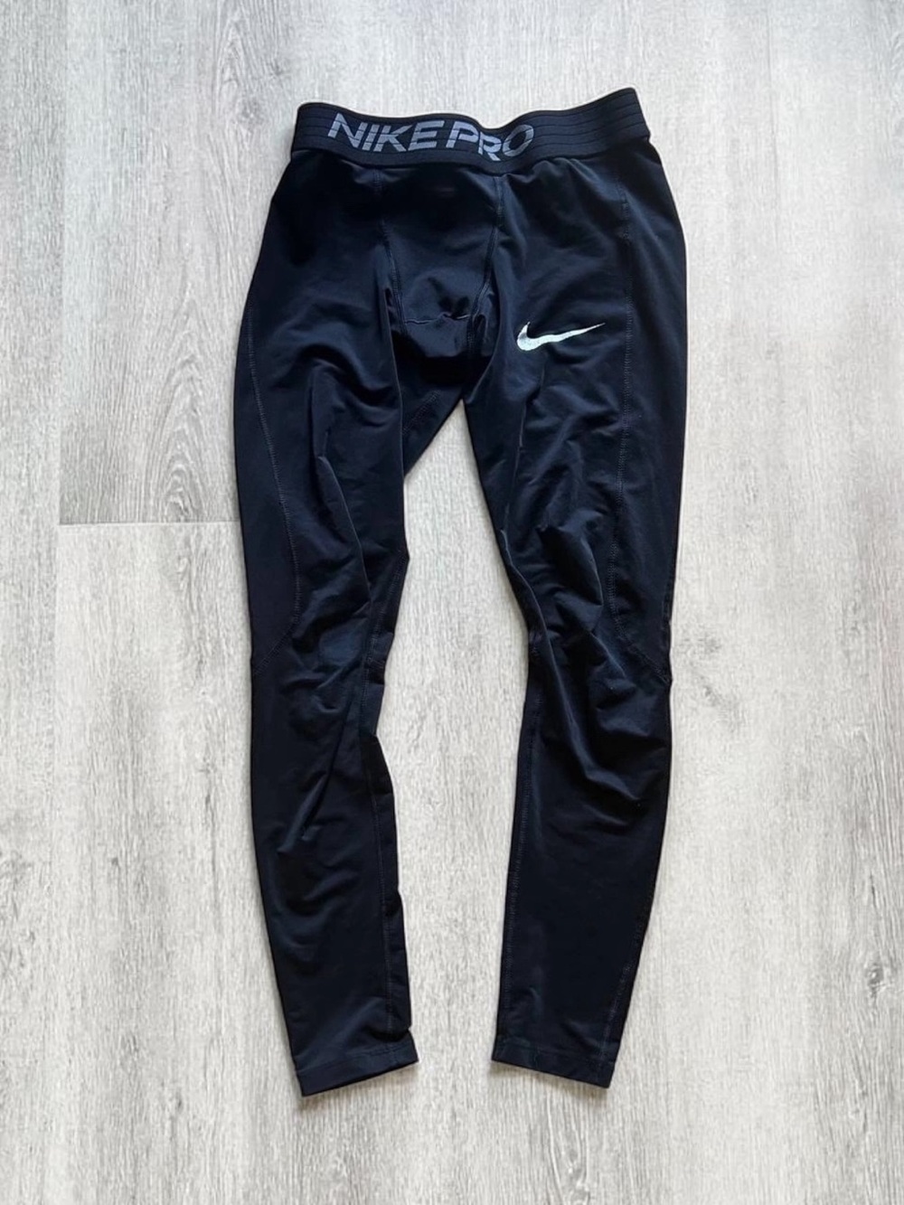Nike Black Compression Tights with White Swoosh